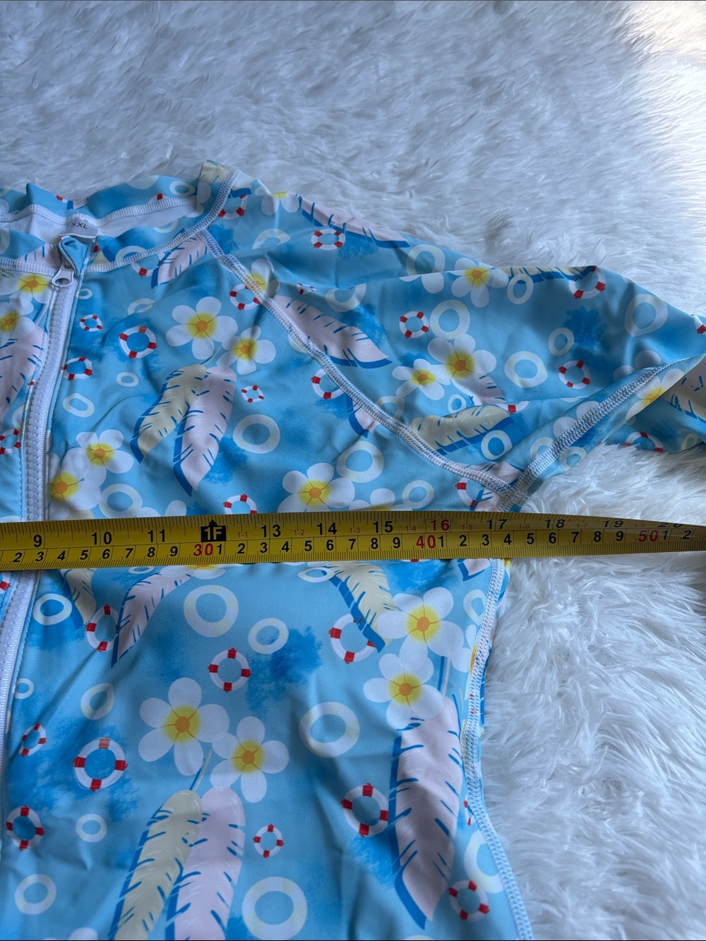 New In Packaging Long Sleeve Multi Print Rashguard One Piece Zip Front Swimsuit - Picture 6 of 15